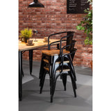 Bolero Bistro Curve Armchairs with Wooden Seat Pad Black (4 Pack)