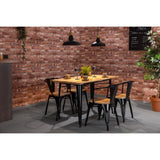 Bolero Bistro Dining Table Slatted Mango Wood Top Black 1200mm