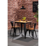 Bolero Bistro Curve Armchairs with Wooden Seat Pad Black (4 Pack)