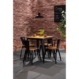 Bolero Bistro Dining Table Slatted Mango Wood Top Black Frame 650mm