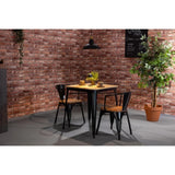 Bolero Bistro Dining Table Slatted Mango Wood Top Black Frame 650mm