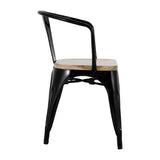 Bolero Bistro Curve Armchairs with Wooden Seat Pad Black (4 Pack)
