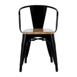 Bolero Bistro Curve Armchairs with Wooden Seat Pad Black (4 Pack)