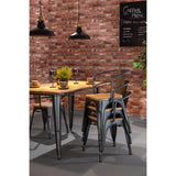 Bolero Bistro Curve Armchairs with Wooden Seat Pad Gunmetal (4 Pack)
