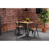 Bolero Bistro Dining Table Slatted Mango Wood Top Gunmetal Frame 650mm