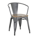 Bolero Bistro Curve Armchairs with Wooden Seat Pad Gunmetal (4 Pack)