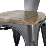 Bolero Bistro Curve Armchairs with Wooden Seat Pad Gunmetal (4 Pack)