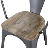 Bolero Bistro Curve Armchairs with Wooden Seat Pad Gunmetal (4 Pack)