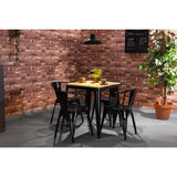 Bolero Bistro Dining Table Slatted Mango Wood Top Black Frame 650mm