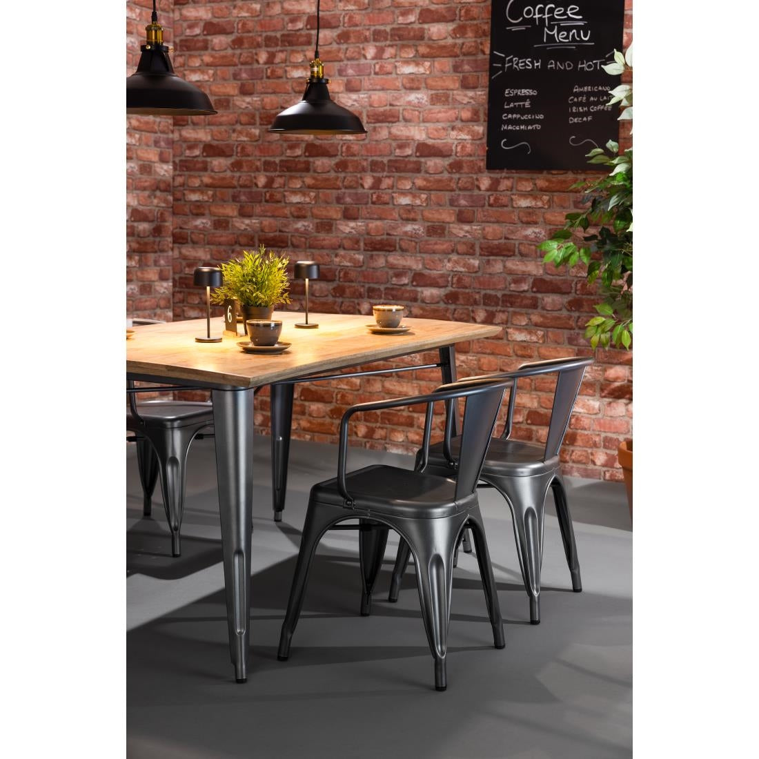 Bolero Bistro Curve Armchairs Gunmetal (4 Pack)