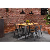 Bolero Bistro Dining Table Slatted Mango Wood Top Gunmetal 1200mm
