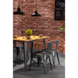 Bolero Bistro Dining Table Slatted Mango Wood Top Gunmetal 1200mm