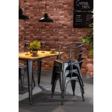 Bolero Bistro Dining Table Slatted Mango Wood Top Gunmetal 1200mm