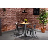 Bolero Bistro Dining Table Slatted Mango Wood Top Gunmetal Frame 650mm
