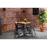 Bolero Bistro Dining Table Slatted Mango Wood Top Gunmetal Frame 650mm