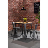 Bolero Bistro Dining Table Slatted Mango Wood Top Gunmetal Frame 650mm