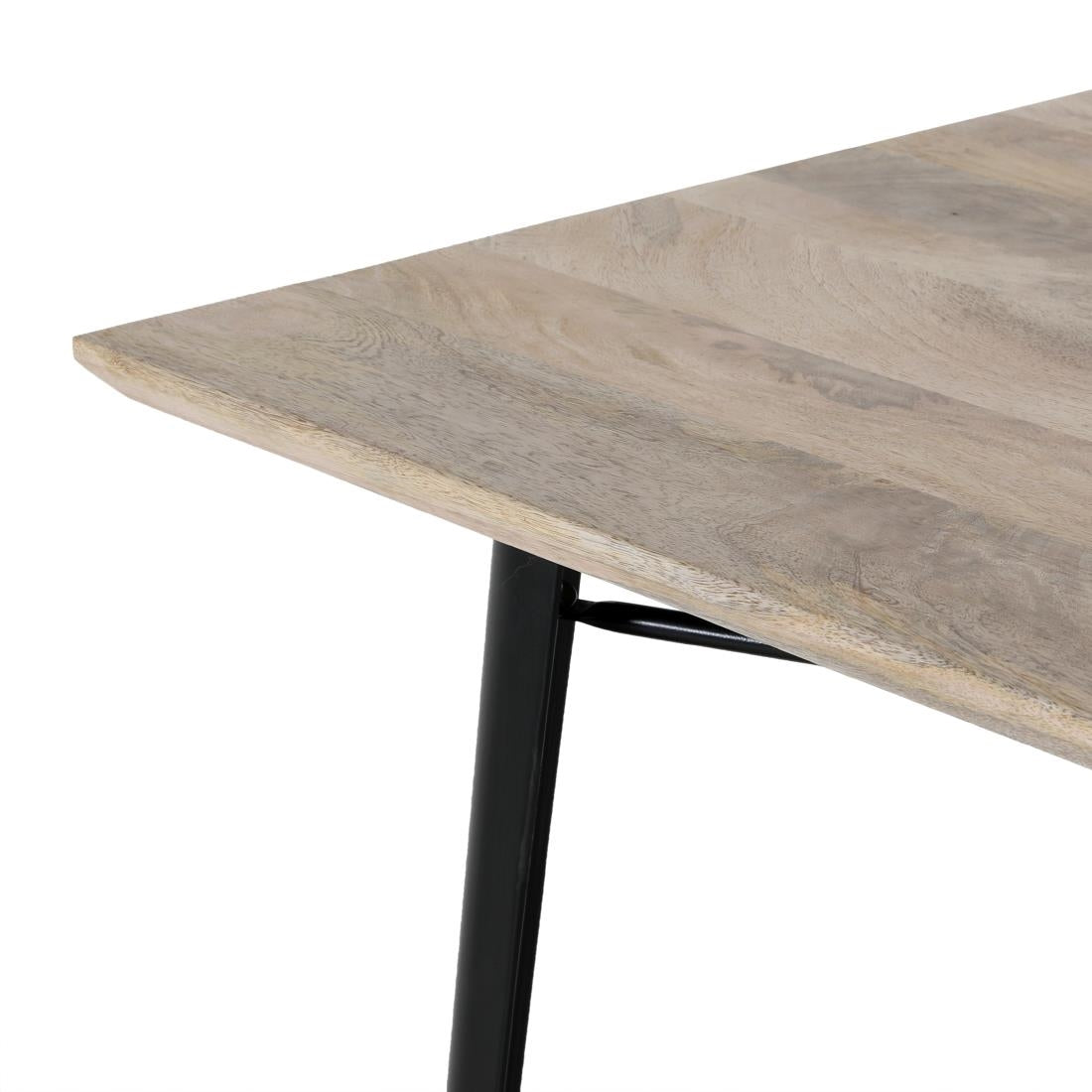 Bolero Bistro Dining Table Mango Wood Top Black Frame 1450mm