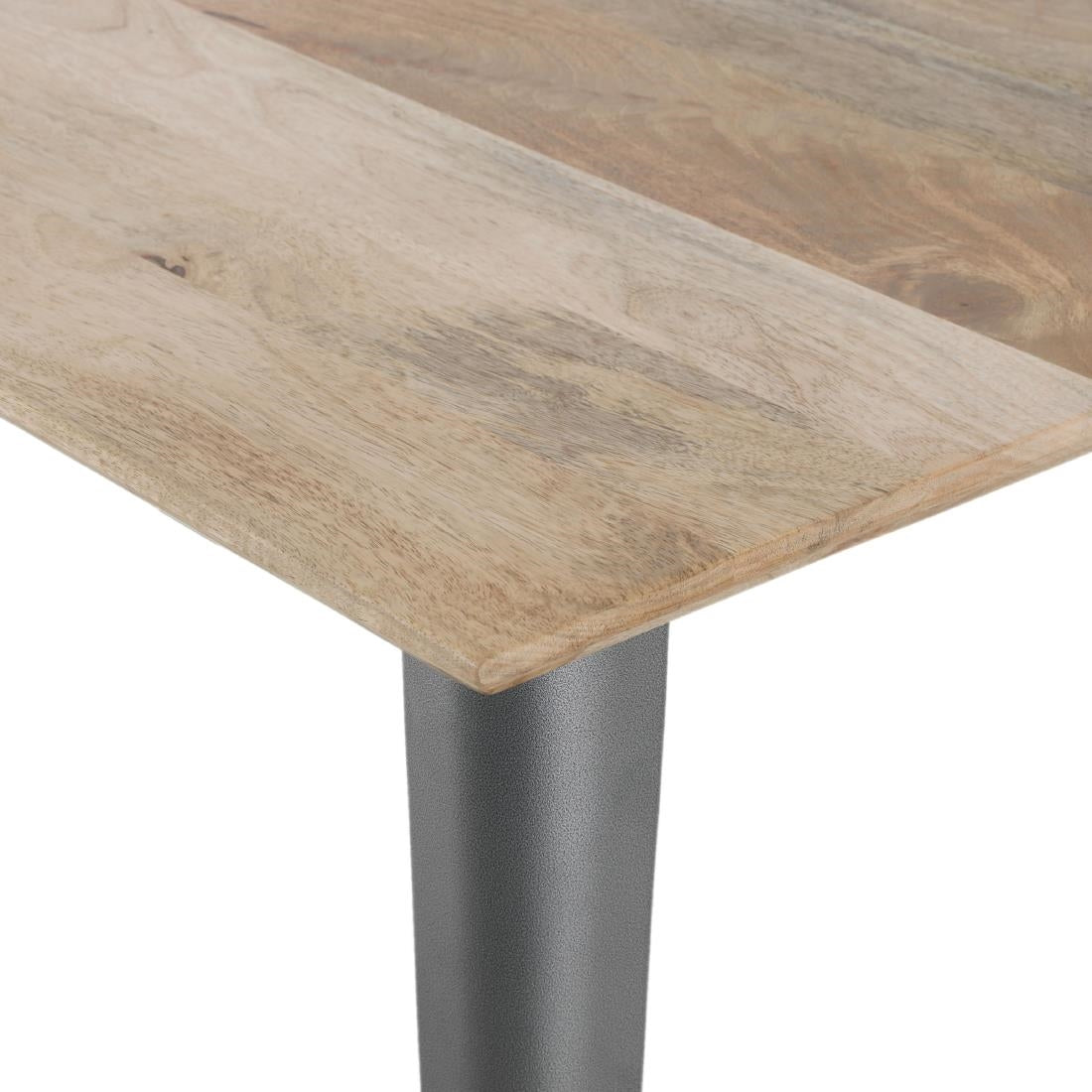Bolero Bistro Dining Table Mango Wood Top Gunmetal Frame 1450mm