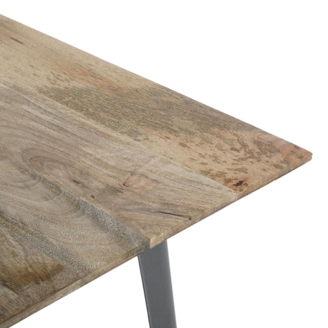 Bolero Bistro Dining Table Mango Wood Top Gunmetal Frame 1450mm