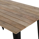 Bolero Bistro Dining Table Slatted Mango Wood Top Black 1200mm