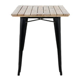 Bolero Bistro Dining Table Slatted Mango Wood Top Black 1200mm