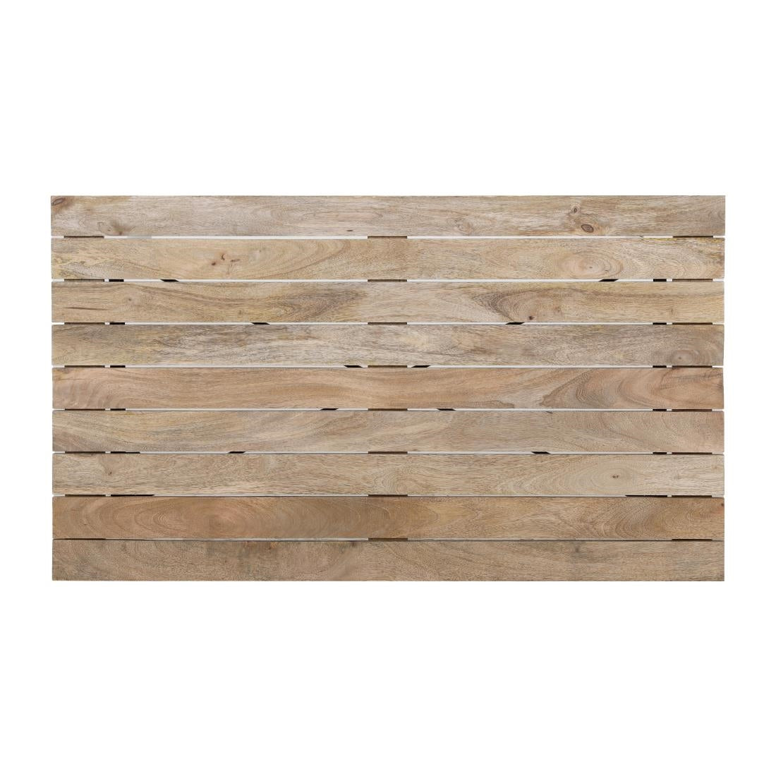 Bolero Bistro Dining Table Slatted Mango Wood Top Black 1200mm