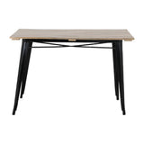 Bolero Bistro Dining Table Slatted Mango Wood Top Black 1200mm