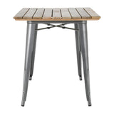Bolero Bistro Dining Table Slatted Mango Wood Top Gunmetal 1200mm
