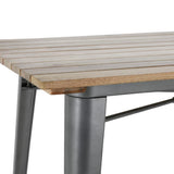 Bolero Bistro Dining Table Slatted Mango Wood Top Gunmetal 1200mm