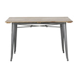 Bolero Bistro Dining Table Slatted Mango Wood Top Gunmetal 1200mm