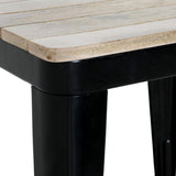 Bolero Bistro Dining Table Slatted Mango Wood Top Black Frame 650mm
