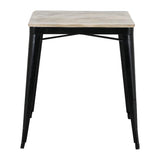 Bolero Bistro Dining Table Slatted Mango Wood Top Black Frame 650mm