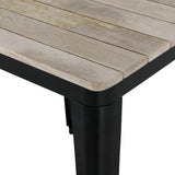 Bolero Bistro Dining Table Slatted Mango Wood Top Black Frame 650mm