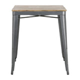 Bolero Bistro Dining Table Slatted Mango Wood Top Gunmetal Frame 650mm