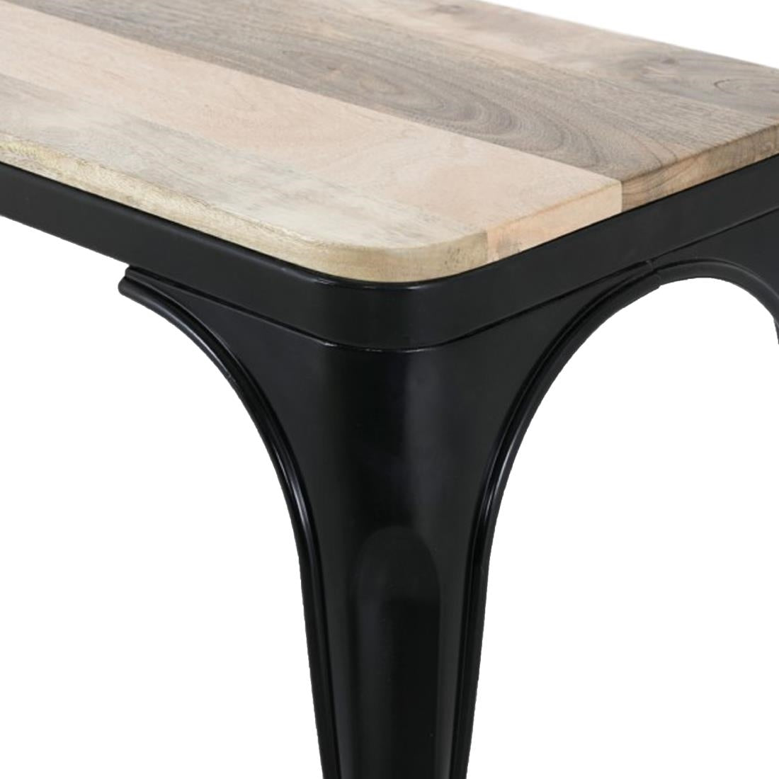 Bolero Bistro Indoor Bench Mango Wood & Black Frame 1000mm (2 Pack)