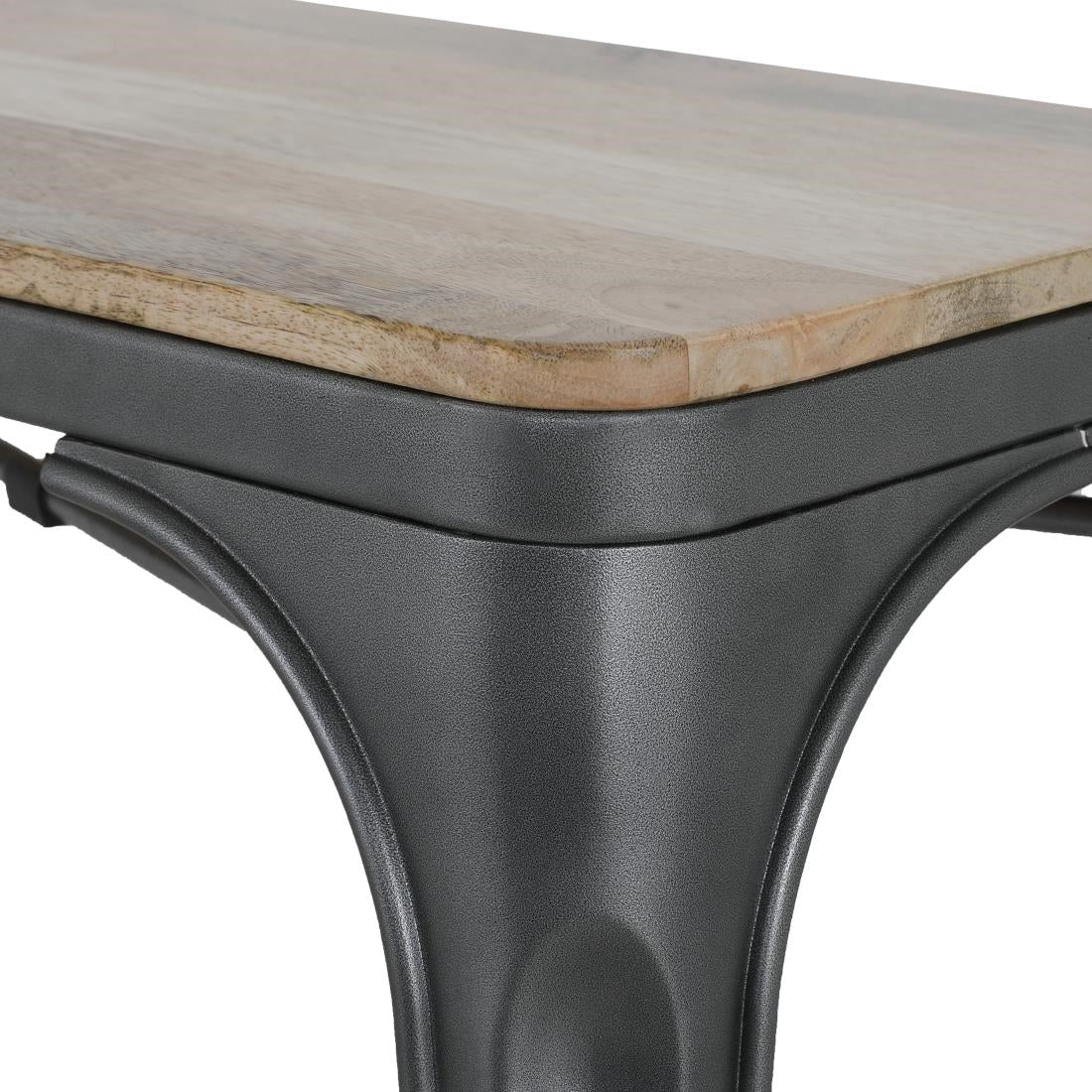 Bolero Bistro Indoor Bench Mango Wood & Gunmetal Frame 1000mm (2 Pack)