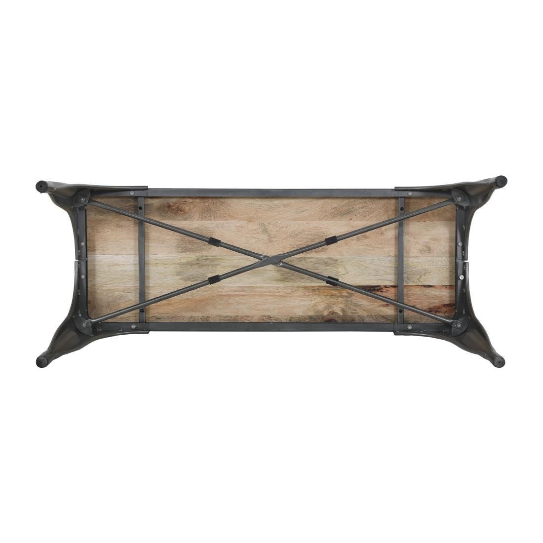 Bolero Bistro Indoor Bench Mango Wood & Gunmetal Frame 1000mm (2 Pack)