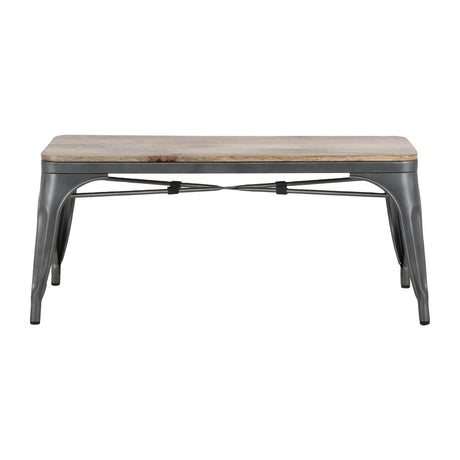 Bolero Bistro Indoor Bench Mango Wood & Gunmetal Frame 1000mm (2 Pack)