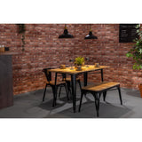 Bolero Bistro Dining Table Slatted Mango Wood Top Black 1200mm
