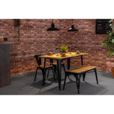 Bolero Bistro Indoor Bench Slatted Mango Wood & Black Frame 850mm (2 Pack)