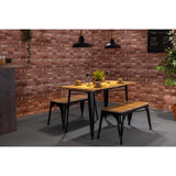 Bolero Bistro Dining Table Slatted Mango Wood Top Black 1200mm