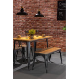 Bolero Bistro Dining Table Slatted Mango Wood Top Gunmetal 1200mm
