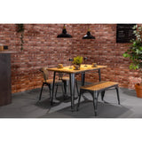 Bolero Bistro Dining Table Slatted Mango Wood Top Gunmetal 1200mm