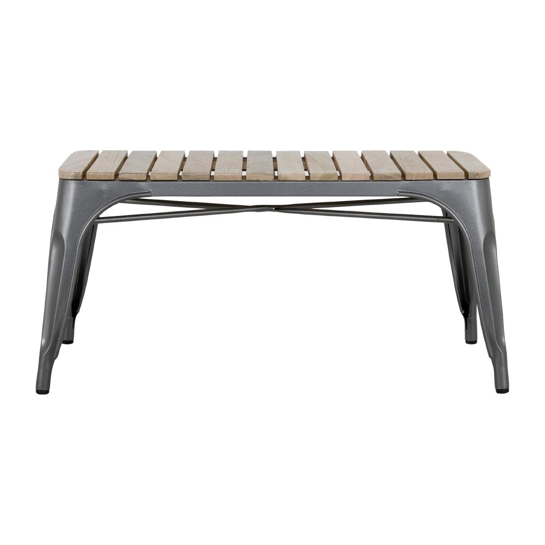 Bolero Bistro Indoor Bench Slatted Mango Wood & Gunmetal Frame 850mm (2 Pack)