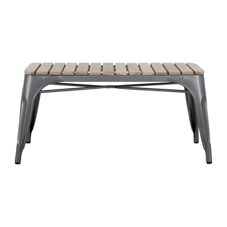 Bolero Bistro Indoor Bench Slatted Mango Wood & Gunmetal Frame 850mm (2 Pack)