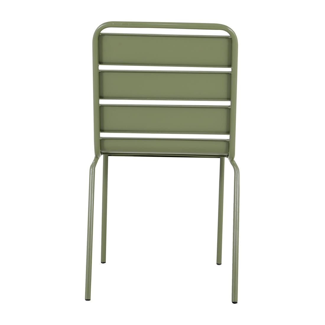 Bolero Amalfi Slatted Steel Side Chairs Olive Green (4 Pack)