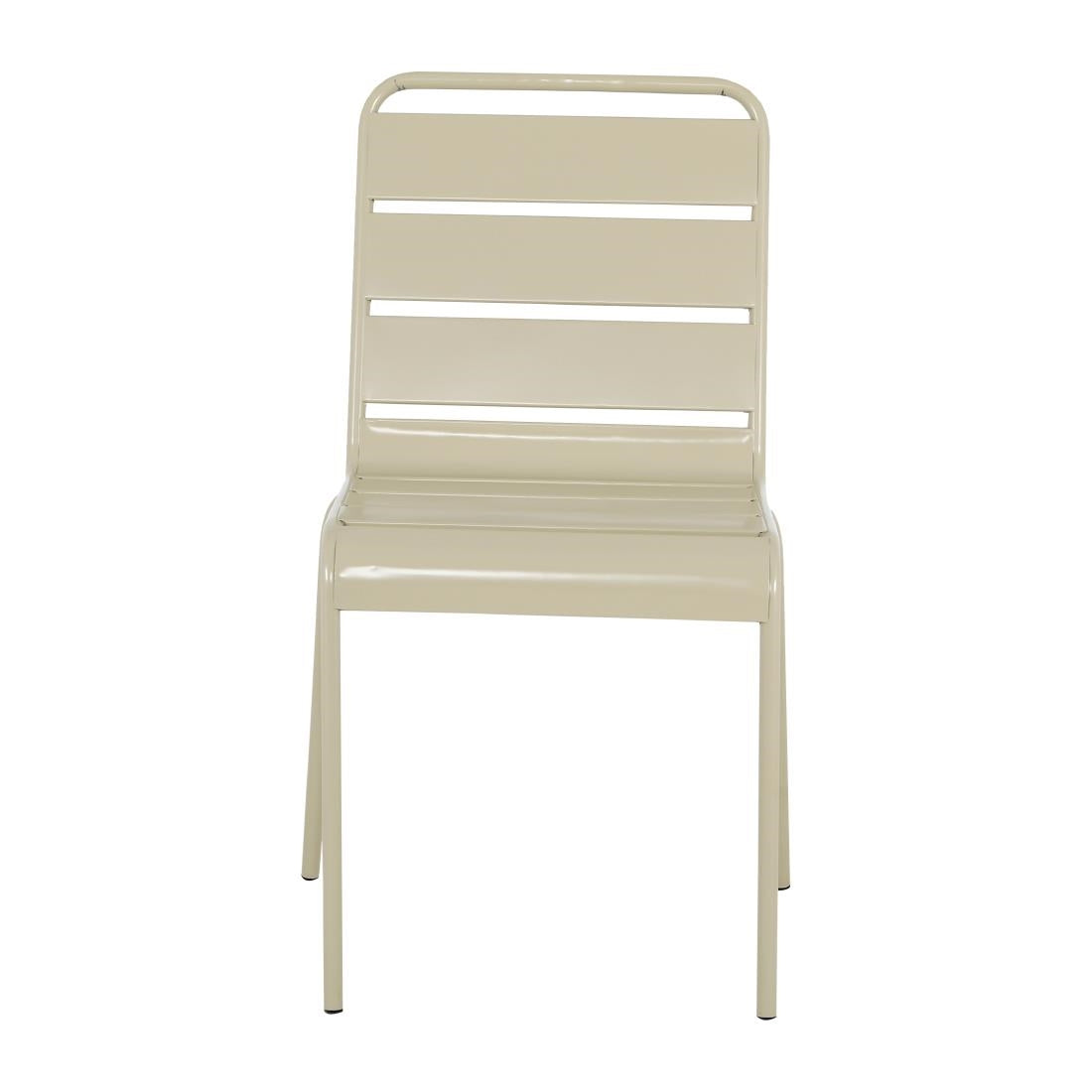 Bolero Amalfi Slatted Steel Side Chairs Taupe (4 Pack)
