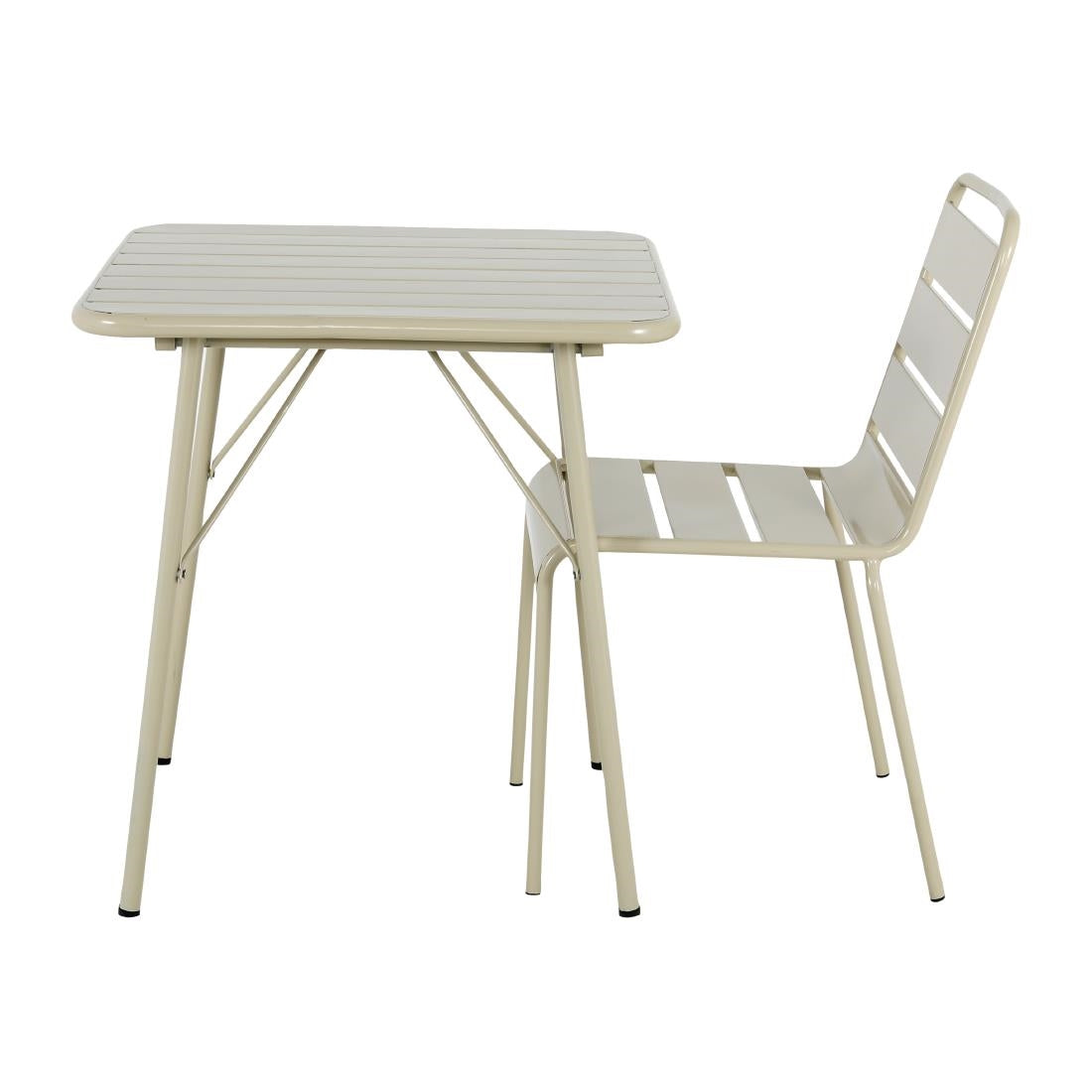 Bolero Amalfi Square Slatted Steel Folding Table Taupe 700x700mm