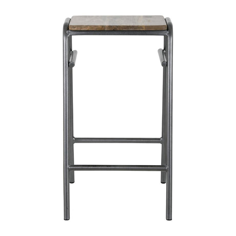 Bolero Cantina Compact Bar Stools with Mango Wood Seat Pad Gunmetal (4 Pack)