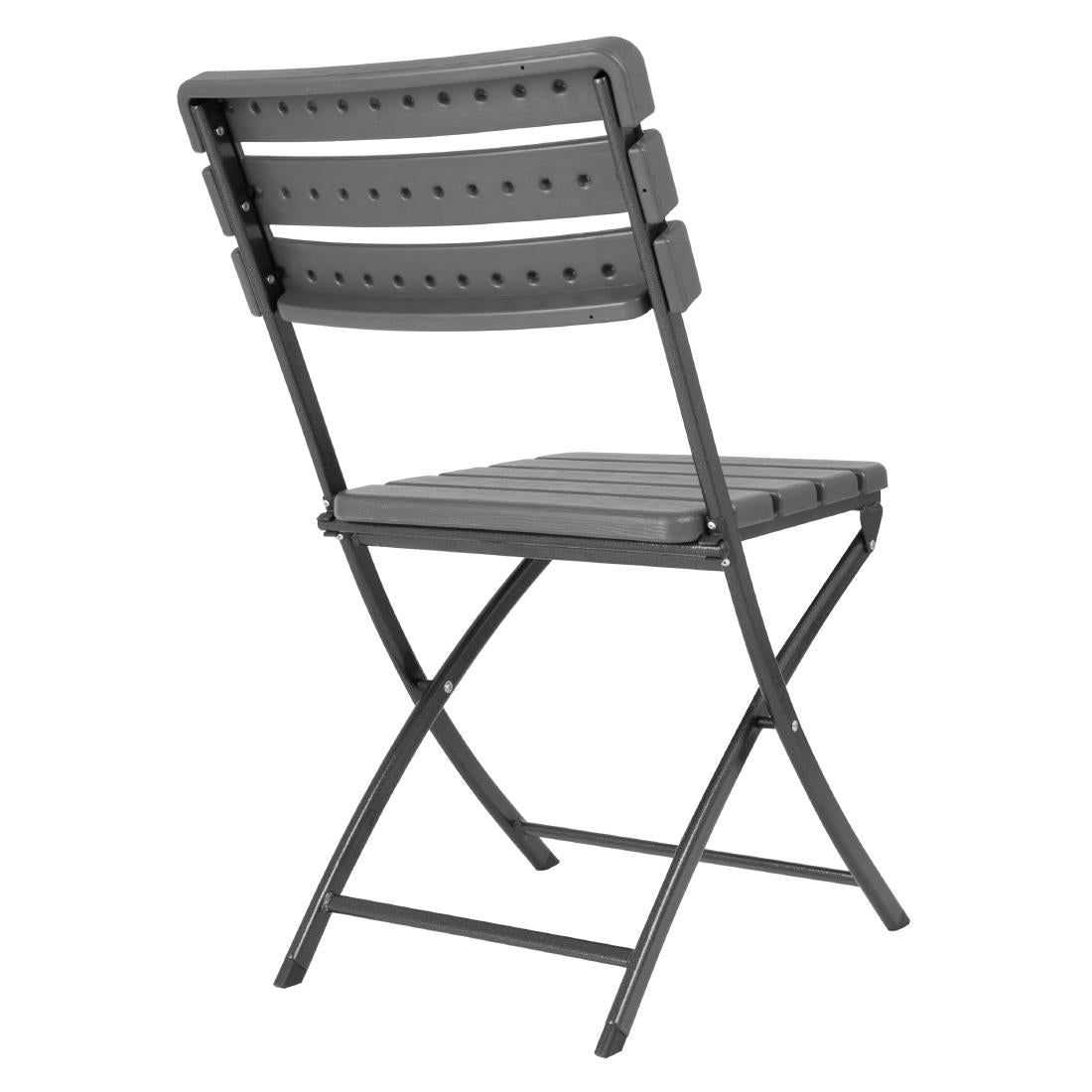 Bolero Folding Chairs Grey Wood Effect (2 Pack)